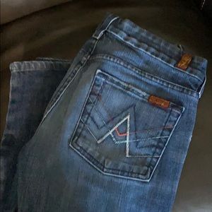 7 for all Mankind boot cut jeans.